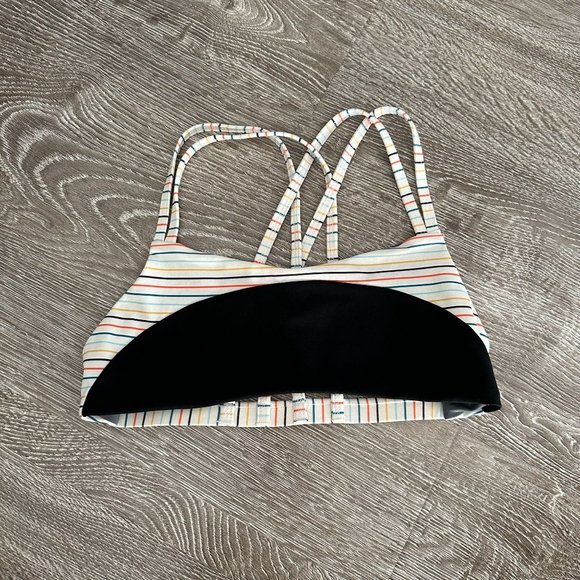 Jolyn Clothing Striped Bikini Top - Black and Multicolor - Picture 1 of 4